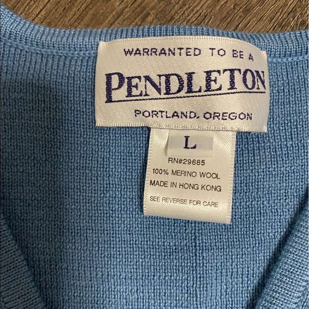 Women’s Large Wool Pendleton Blue Button Cardigan - image 7